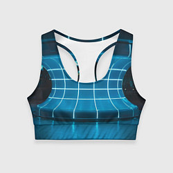 Топик спортивный женский Абстрактная панель неоновых голубых фонарей, цвет: 3D-принт