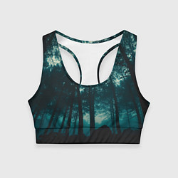 Топик спортивный женский Тёмный лес на закате, цвет: 3D-принт