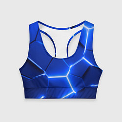 Топик спортивный женский Синие неоновые геометрические плиты, цвет: 3D-принт