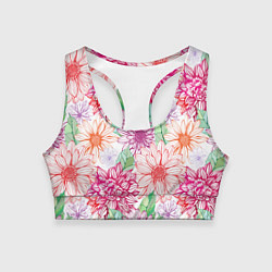 Женский спортивный топ Георгин и гербер
