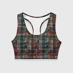 Топик спортивный женский Черный сетчатый узор на гранжевом фоне, цвет: 3D-принт