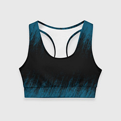 Топик спортивный женский Синие штрихи на черном, цвет: 3D-принт