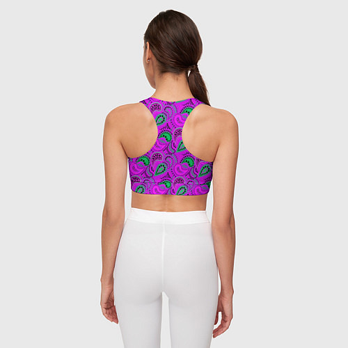 Женский спортивный топ Turkish cucumber raspberry and green background / 3D-принт – фото 4