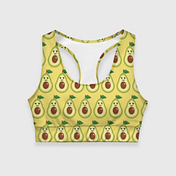 Топик спортивный женский Авокадо Паттерн - Желтая версия, цвет: 3D-принт