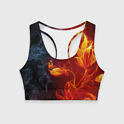 Топик спортивный женский Огненный цветок с дымом, цвет: 3D-принт