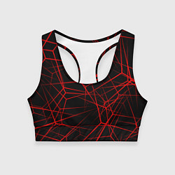 Топик спортивный женский Красные линии на черном фоне, цвет: 3D-принт