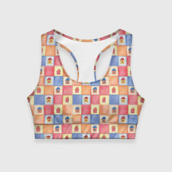 Женский спортивный топ Геометрический узор Домики