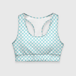 Топик спортивный женский Голубые и белые квадратики, цвет: 3D-принт