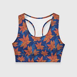 Топик спортивный женский Осенние абстрактные цветы, цвет: 3D-принт