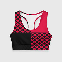 Женский спортивный топ Черно-красный геометрический узор