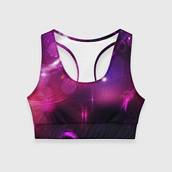 Топик спортивный женский Фиолетовые неоновые блики, цвет: 3D-принт