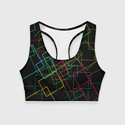 Топик спортивный женский Разноцветные квадраты, цвет: 3D-принт