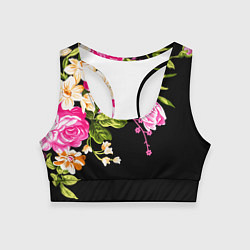 Топик спортивный женский Букет цветов, цвет: 3D-принт