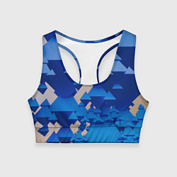 Топик спортивный женский Абстрактные синие тетраэдры, цвет: 3D-принт