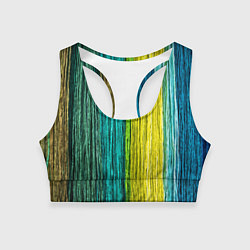 Топик спортивный женский Разноцветные полосы материала, цвет: 3D-принт