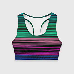 Топик спортивный женский Разноцветные неоновые шелковые нити, цвет: 3D-принт