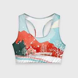 Топик спортивный женский Зимние новогодние горы, цвет: 3D-принт