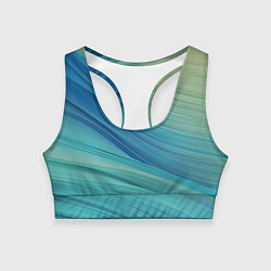 Топик спортивный женский Абстрактные синезелёные волны, цвет: 3D-принт