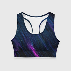 Топик спортивный женский Звёздное абстрактное фиолетовое небо, цвет: 3D-принт