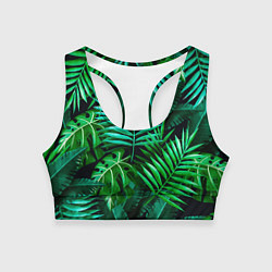 Топик спортивный женский Тропические растения - текстура, цвет: 3D-принт