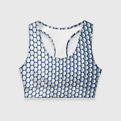 Топик спортивный женский Геометрические бело-синие круги, цвет: 3D-принт
