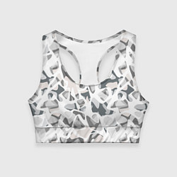 Топик спортивный женский Абстрактный пятнистый узор Камуфляж зимний, цвет: 3D-принт