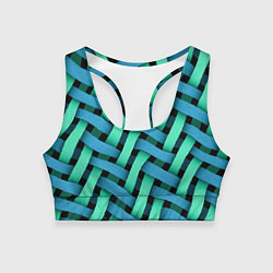 Топик спортивный женский Сине-зелёная плетёнка - оптическая иллюзия, цвет: 3D-принт