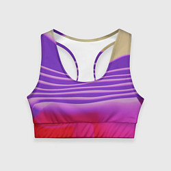 Топик спортивный женский Волнообразные листы разных цветов, цвет: 3D-принт