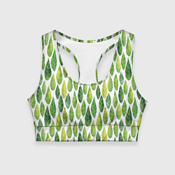 Топик спортивный женский Акварельные листья, цвет: 3D-принт