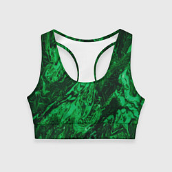 Топик спортивный женский Зелёные краски во тьме, цвет: 3D-принт