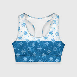 Топик спортивный женский Снежинки день - ночь, цвет: 3D-принт