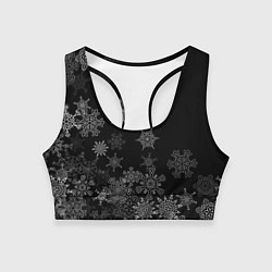 Топик спортивный женский Красивые белые снежинки, цвет: 3D-принт