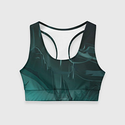 Топик спортивный женский Волнообразные тёмно-зелёные линии, цвет: 3D-принт