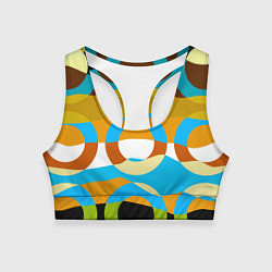 Топик спортивный женский Разноцветный абстрактный волнообразный паттерн с к, цвет: 3D-принт