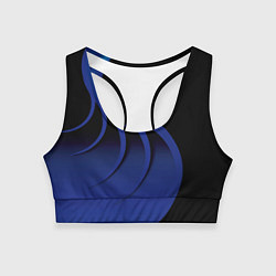 Топик спортивный женский Синие щупальца на чёрном, цвет: 3D-принт