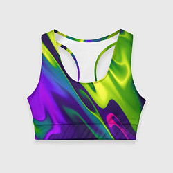 Женский спортивный топ Сине-зелёное и фиолетовое абстрактное слияние