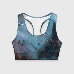 Топик спортивный женский Тёмно-синий абстрактный туман и краски, цвет: 3D-принт