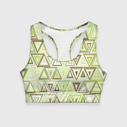Топик спортивный женский Геометрический светло-зелёный паттерн из треугольн, цвет: 3D-принт