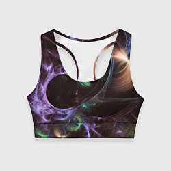 Топик спортивный женский Магические фиолетовые волны и цветные космические, цвет: 3D-принт