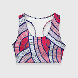Топик спортивный женский Абстрактная белая-фиолетовая-красная текстура, цвет: 3D-принт