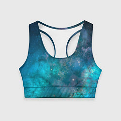 Топик спортивный женский Абстрактный светло-синий космос и звёзды, цвет: 3D-принт