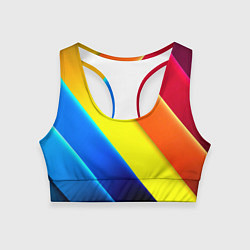Топик спортивный женский Радужные полосы текстура, цвет: 3D-принт