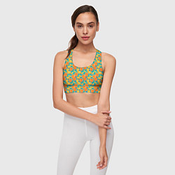 Топик спортивный женский Дольки апельсина на синем фоне, цвет: 3D-принт — фото 2