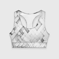 Топик спортивный женский Серые кубы на белом, цвет: 3D-принт