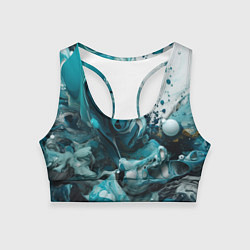 Топик спортивный женский Абстрактные голубые брызги краски, цвет: 3D-принт