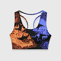 Женский спортивный топ Парящие неоновые драконы