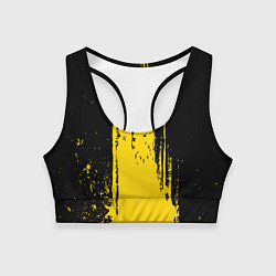 Топик спортивный женский Фонтан бурлящей желтой краски, цвет: 3D-принт
