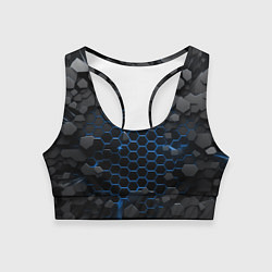 Топик спортивный женский Взрыв синих плит, цвет: 3D-принт