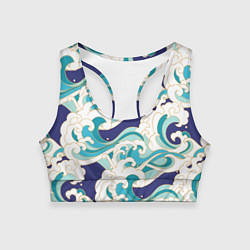 Топик спортивный женский Волны - паттерн - мода, цвет: 3D-принт