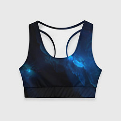 Топик спортивный женский Чёрный и синий космос, цвет: 3D-принт